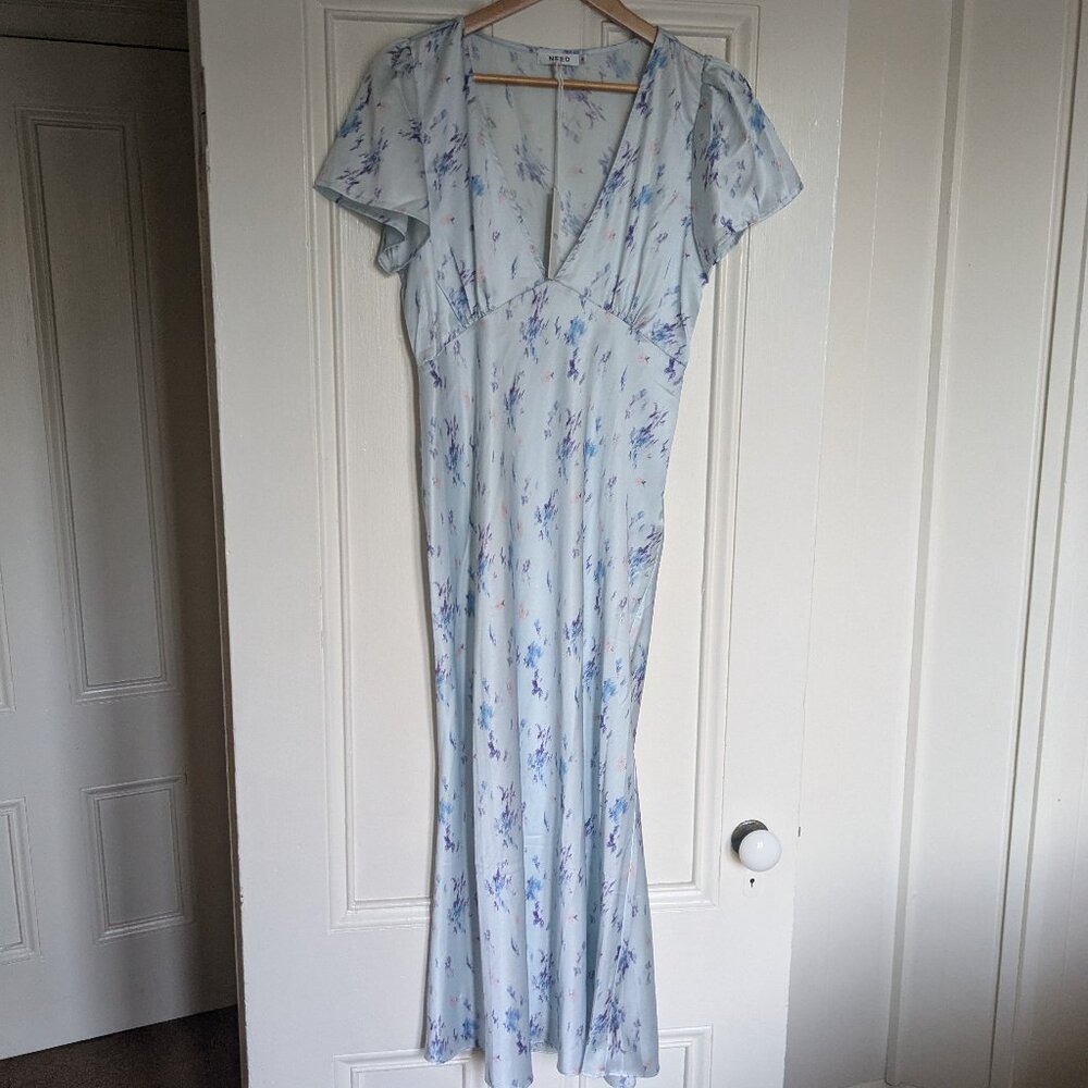 NEED Supply Brushstroke Dress in Sky Size Medium NWT